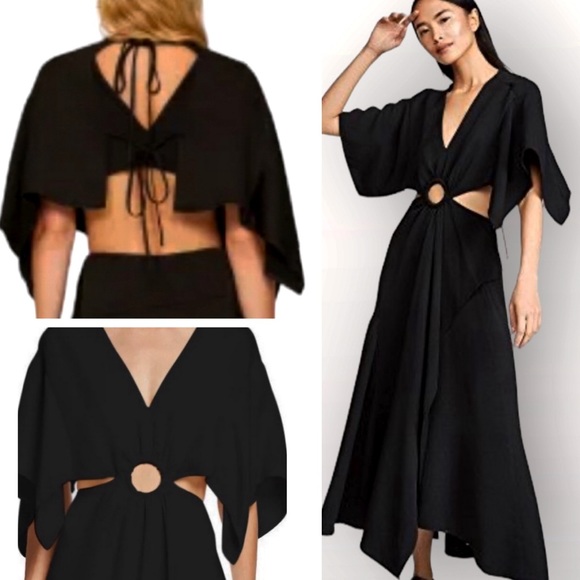 3.1 Phillip Lim Maxi Black Satin Cutout - Picture 12 of 14